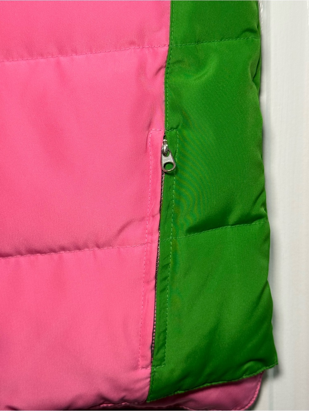Victoria’s Secret PINK Y2K Reversible Down Puffer Vest Pink Green XS/S - Picture 6 of 10